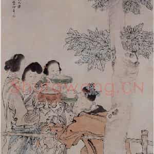 清代 任伯年《孙公进食图》国画人物写意作品图片鉴赏