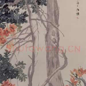 1884年 任伯年《凌霄图》国画花鸟写意作品图片鉴赏