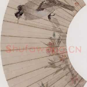 1880年 任伯年《桃花白头》国画花鸟写意作品图片鉴赏