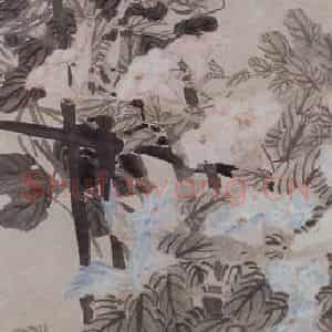 1884年 任伯年《花鸟四条屏》国画花鸟写意作品图片鉴赏