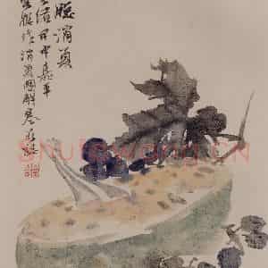 1884年 任伯年《花果图册八开》国画花鸟写意作品图片鉴赏
