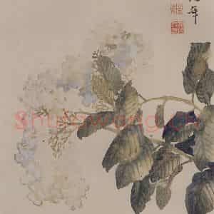 1884年 任伯年《花果图册八开》国画花鸟写意作品图片鉴赏