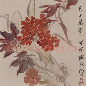 1884年 任伯年《花果图册八开》国画花鸟写意作品图片鉴赏