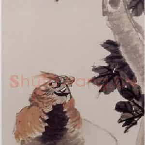 1884年 任伯年《花鸟四条屏》国画花鸟写意作品图片鉴赏
