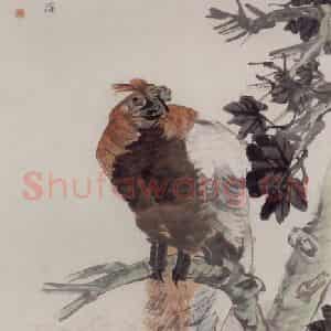 1884年 任伯年《碧梧丹凤图》国画花鸟写意作品图片鉴赏
