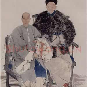 1885年 任伯年《赵德昌夫妇像》国画人物写意作品图片鉴赏