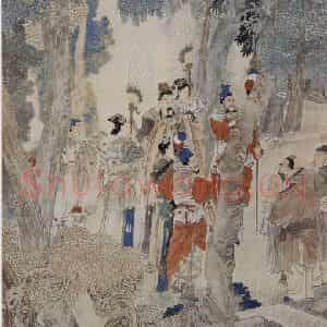 1880年 任伯年《华祝三多图》国画人物写意作品图片鉴赏