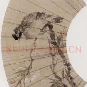 1881年 任伯年《桃花白头》国画花鸟写意作品图片鉴赏