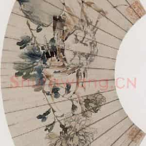 1881年 任伯年《秋菊紫蟹图》国画花鸟写意作品图片鉴赏