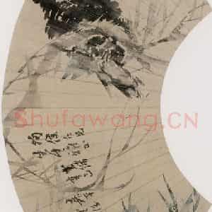 1881年 任伯年《杨柳八哥》国画花鸟写意作品图片鉴赏