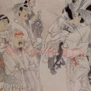 1881年 任伯年《仿陈老莲人物图》国画人物写意作品图片鉴赏