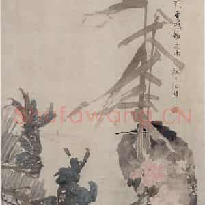 清代 任伯年《仿陈白阳花鸟》国画花鸟写意作品图片鉴赏