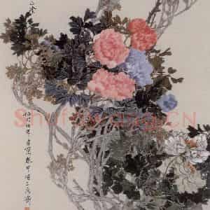 1881年 任伯年《牡丹图》国画花鸟写意作品图片鉴赏