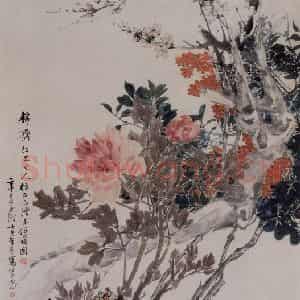 1881年 任伯年《富贵神仙图》国画花鸟写意作品图片鉴赏