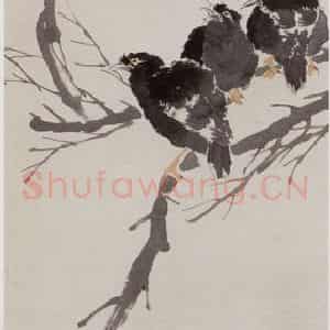 1881年 任伯年《花鸟四条屏》国画花鸟写意作品图片鉴赏