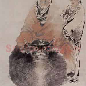 清代 任伯年《老子骑牛图》国画人物写意作品图片鉴赏
