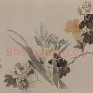 1882年 任伯年《没骨花卉册十二开》国画花鸟写意作品图片鉴赏