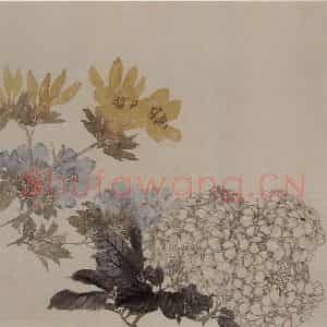 1882年 任伯年《没骨花卉册十二开》国画花鸟写意作品图片鉴赏