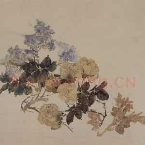 1882年 任伯年《没骨花卉册十二开》国画花鸟写意作品图片鉴赏