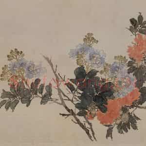 1882年 任伯年《没骨花卉册十二开》国画花鸟写意作品图片鉴赏