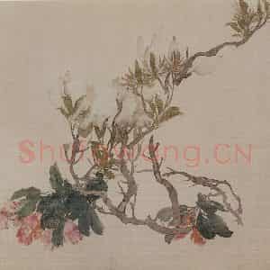 1882年 任伯年《没骨花卉册十二开》国画花鸟写意作品图片鉴赏