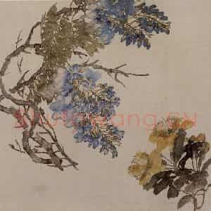 1882年 任伯年《没骨花卉册十二开》国画花鸟写意作品图片鉴赏