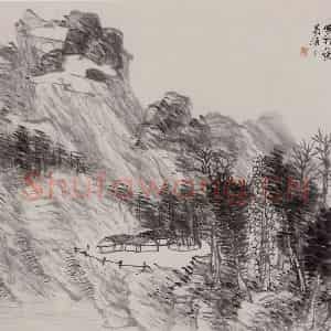 清代 任伯年《山居图》国画山水作品图片鉴赏