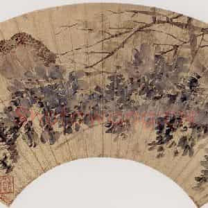 清代 任伯年《藤花双鸟》国画花鸟作品图片鉴赏
