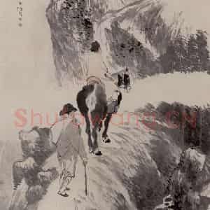清代 任伯年《云山策马图》国画人物作品图片鉴赏