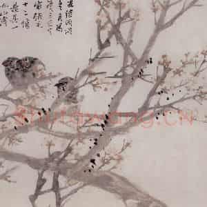 清代 任伯年《雪焦寒梅图》国画花鸟作品图片鉴赏