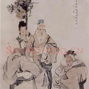 清代 任伯年《三仙图》国画人物作品图片鉴赏