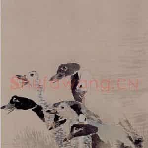 清代 任伯年《芦鸭图》国画花鸟作品图片鉴赏
