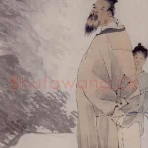 清代 任伯年《深山观泉图》国画人物作品图片鉴赏