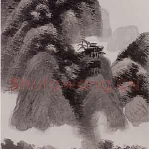 清代 任伯年《仿高克恭云山图》国画山水作品图片鉴赏
