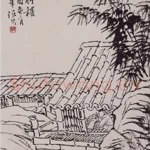 清代 任伯年《水墨人物上水十二开》国画山水作品图片鉴赏