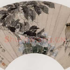 清代 任伯年《折枝双禽》国画花鸟作品图片鉴赏