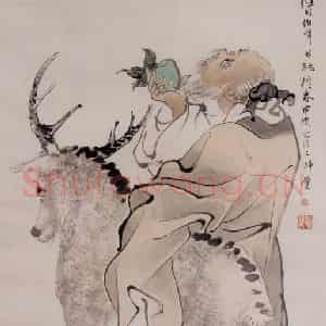 清代 任伯年《寿星图》国画人物作品图片鉴赏