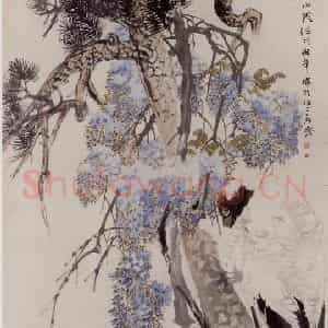 清代 任伯年《松龄鹤寿图》国画花鸟作品图片鉴赏