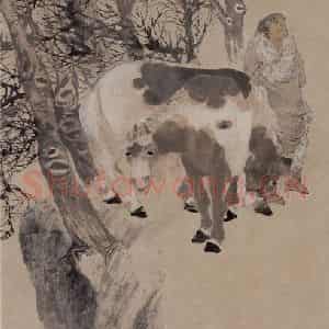 清代 任伯年《寒林牧马》国画综合作品图片鉴赏