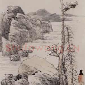 清代 任伯年《游山图》国画山水作品图片鉴赏