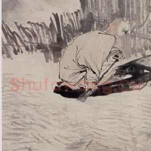 清代 任伯年《渡水图》国画人物作品图片鉴赏