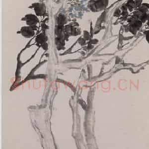清代 任伯年《橘林紫藤图》国画花鸟作品图片鉴赏