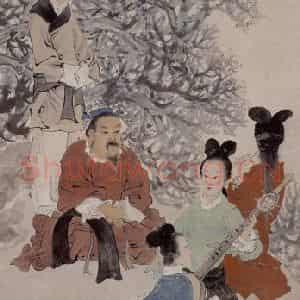清代 任伯年《东山丝竹图》国画人物作品图片鉴赏