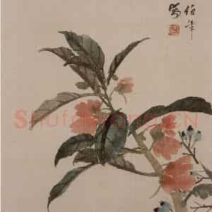 清代 任伯年《花果册八开》国画花鸟作品图片鉴赏