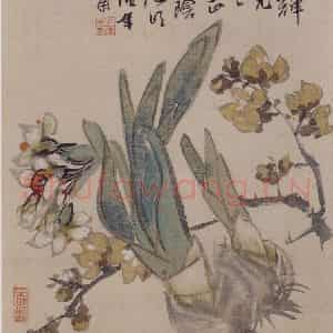 清代 任伯年《花果册八开》国画花鸟作品图片鉴赏
