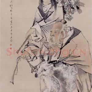 清代 任伯年《献寿图》国画人物作品图片鉴赏
