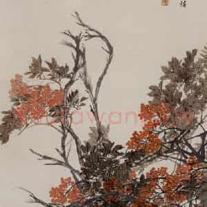 1889年 任伯年《天竹图》国画花鸟写意作品图片鉴赏