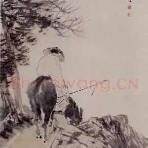 1891年 任伯年《骑驴人》国画人物写意作品图片鉴赏
