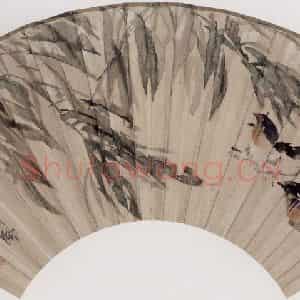 1891年 任伯年《柳燕图》国画花鸟写意作品图片鉴赏