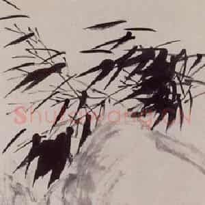 1892年 任伯年《竹涧双雀》国画花鸟写意作品图片鉴赏